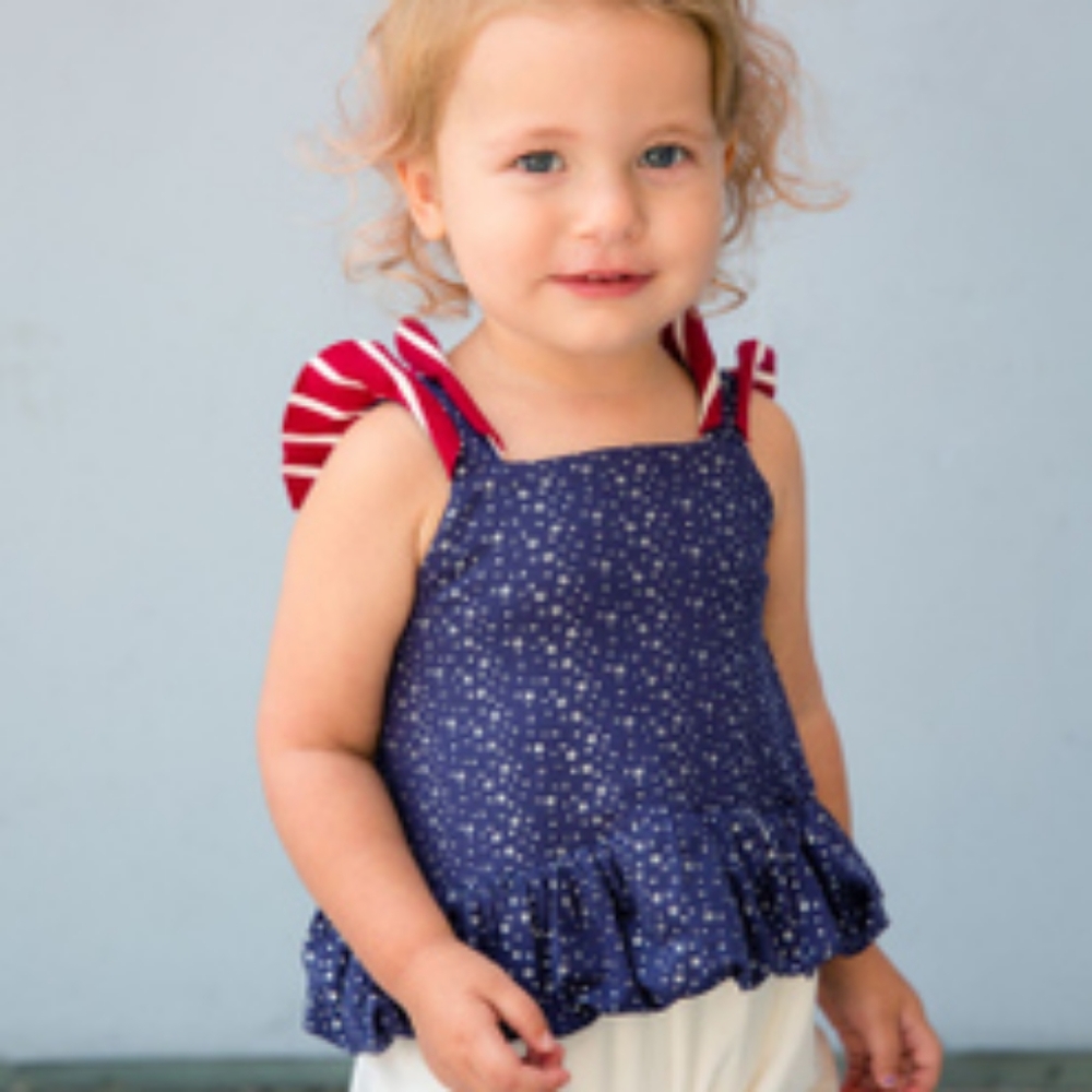 Isobella and Chloe Navy Blue Pearlette-Bloomer Set
